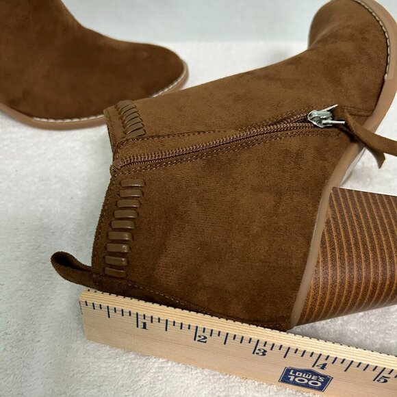 Dolce Vita Brown Faux Suede Zipper Ankle Heeled Bootie w/ Braid Detail NWOB *7.5 - Picture 11 of 14